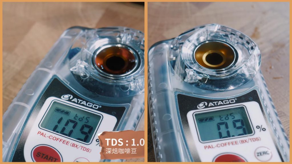 深、淺焙TDS濃度比較