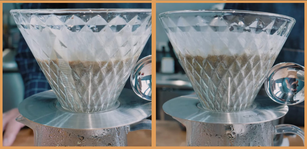 深、淺焙粉層高度比較